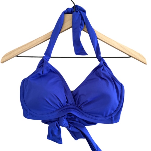 NWOT Athleta Bra Cup Wrap Halter Bikini Top Swimsuit in Yacht Blue - Picture 6 of 6